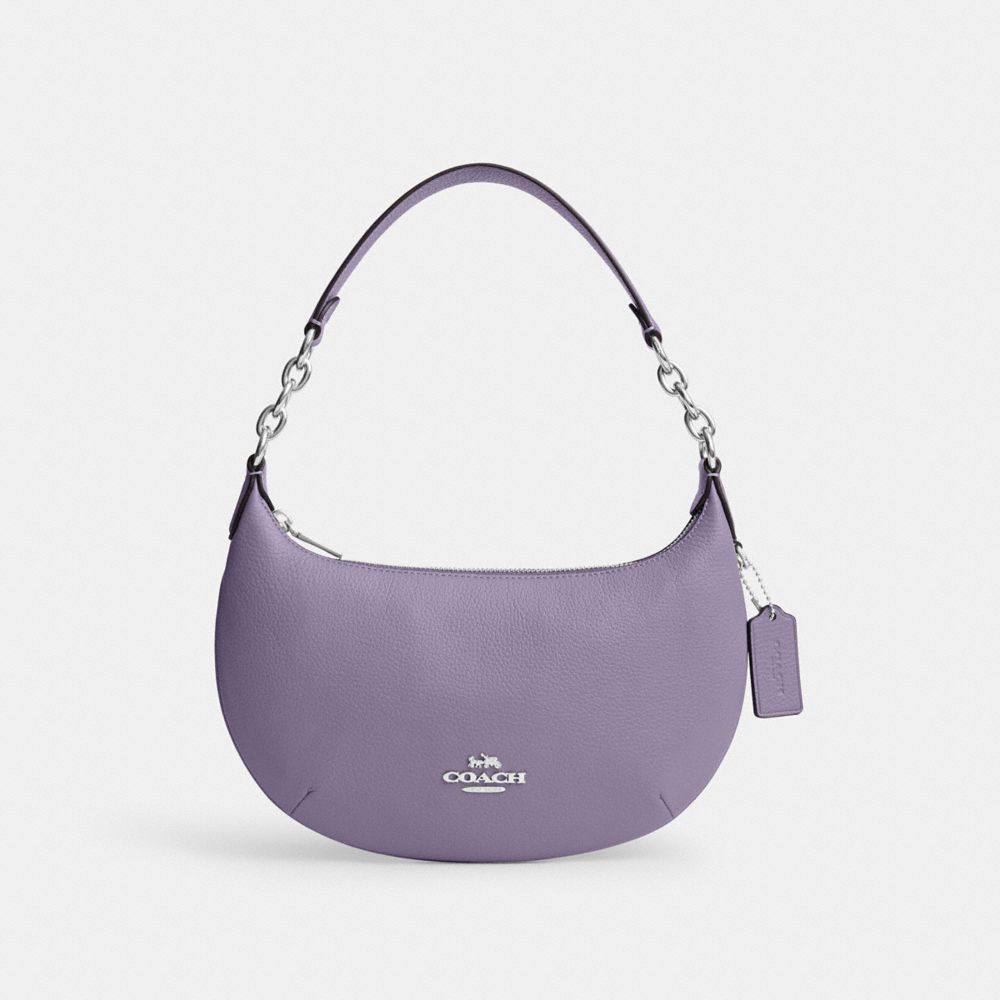 COACH®,PAYTON HOBO BAG,Pebbled Leather,Mini,Silver/Light Violet,Front View