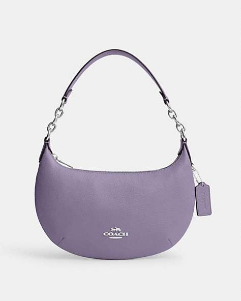 COACH®,PAYTON HOBO,Pebbled Leather,Mini,Silver/Light Violet,Front View