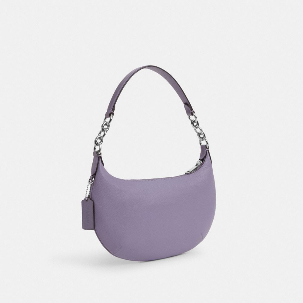 COACH®,PAYTON HOBO BAG,Pebbled Leather,Mini,Silver/Light Violet,Angle View