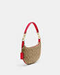 COACH®,PAYTON HOBO BAG IN SIGNATURE CANVAS,pvc,Mini,Im/Khaki/Electric Red,Angle View