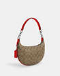 COACH®,PAYTON HOBO BAG IN SIGNATURE CANVAS,pvc,Mini,Silver/Khaki/Miami Red,Angle View