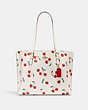 COACH®,MOLLIE TOTE WITH HEART CHERRY PRINT,Fabric,Gold/Chalk Multi,Front View