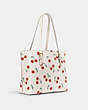 COACH®,MOLLIE TOTE WITH HEART CHERRY PRINT,Fabric,Gold/Chalk Multi,Angle View