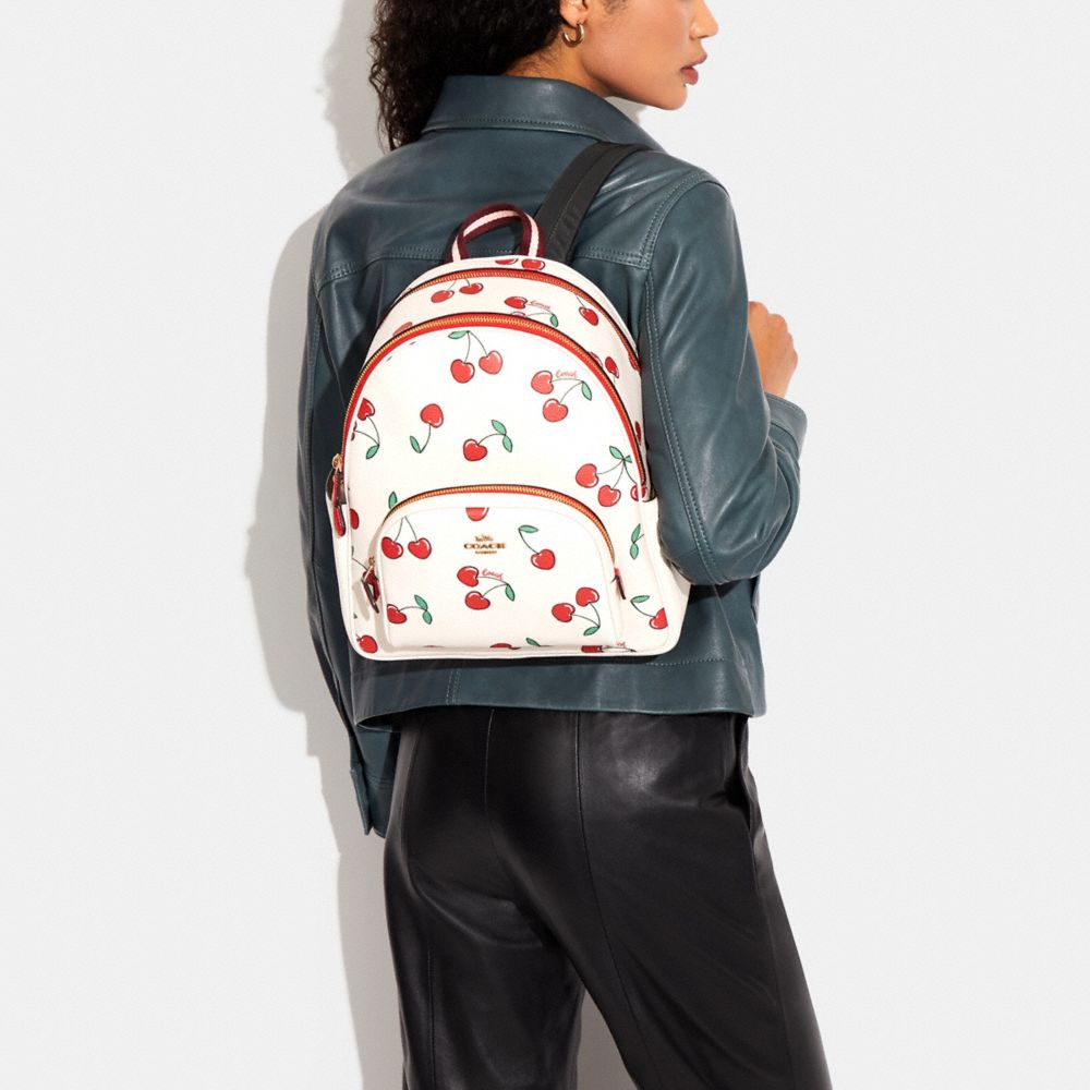 COACH®,Court Backpack With Heart Cherry Print,,Detail View