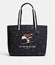 COACH®,COACH X PEANUTS TOTE 38 WITH SNOOPY SKI MOTIF,Refined Calf Leather,Large,Gunmetal/Denim Multi,Front View