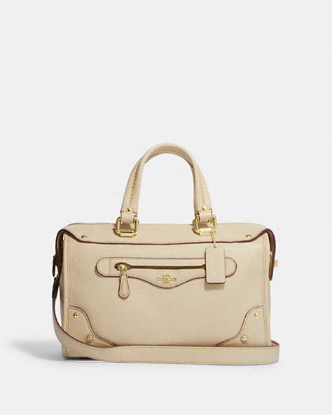 COACH®,MILLIE SATCHEL,Pebbled Leather,Gold/Ivory,Front View
