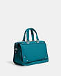 COACH®,MILLIE SATCHEL,Pebbled Leather,Medium,Silver/Teal,Angle View
