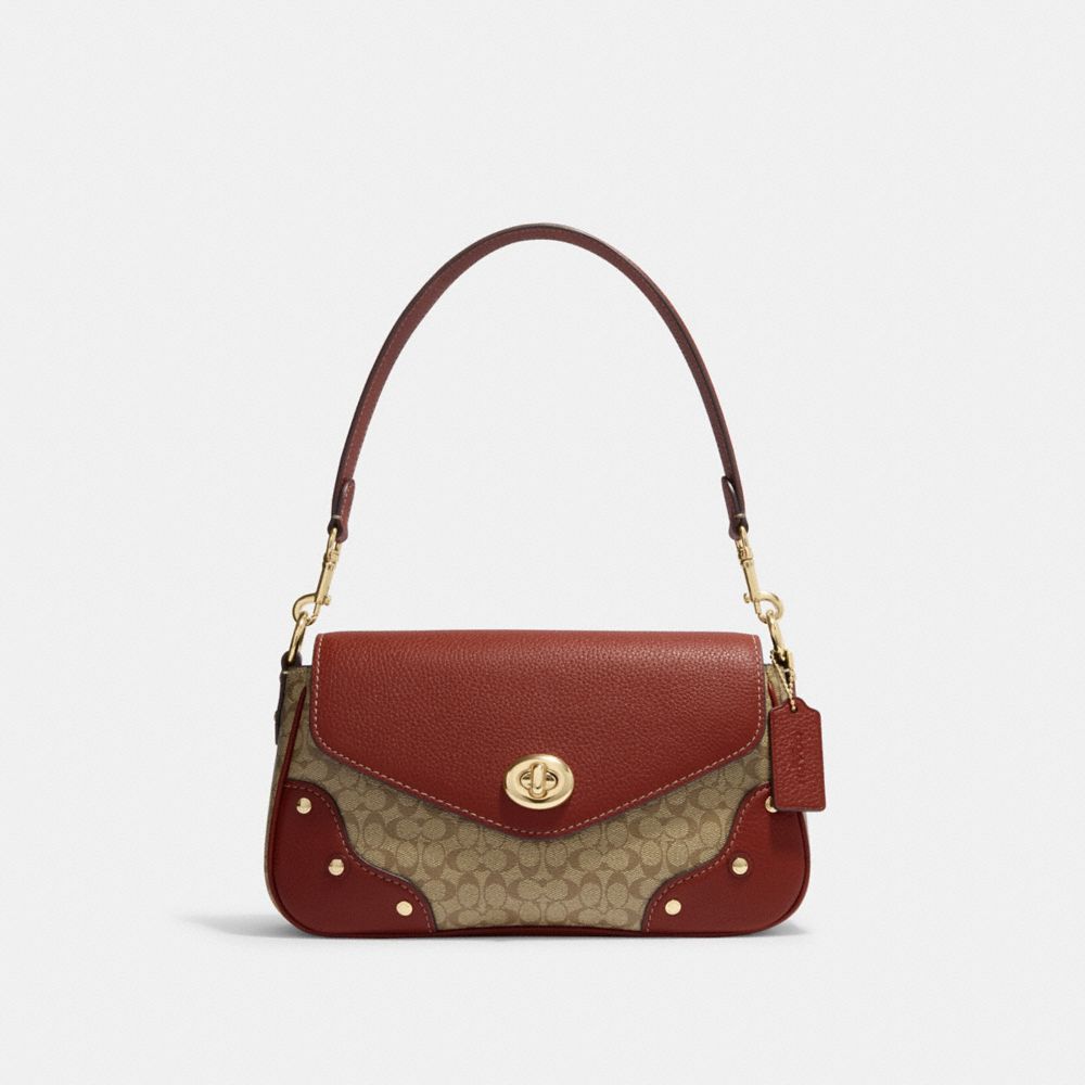 Buy Coach Coach Millie Shoulder Bag In Colorblock Signature Canvas - Brown/ Pink Online