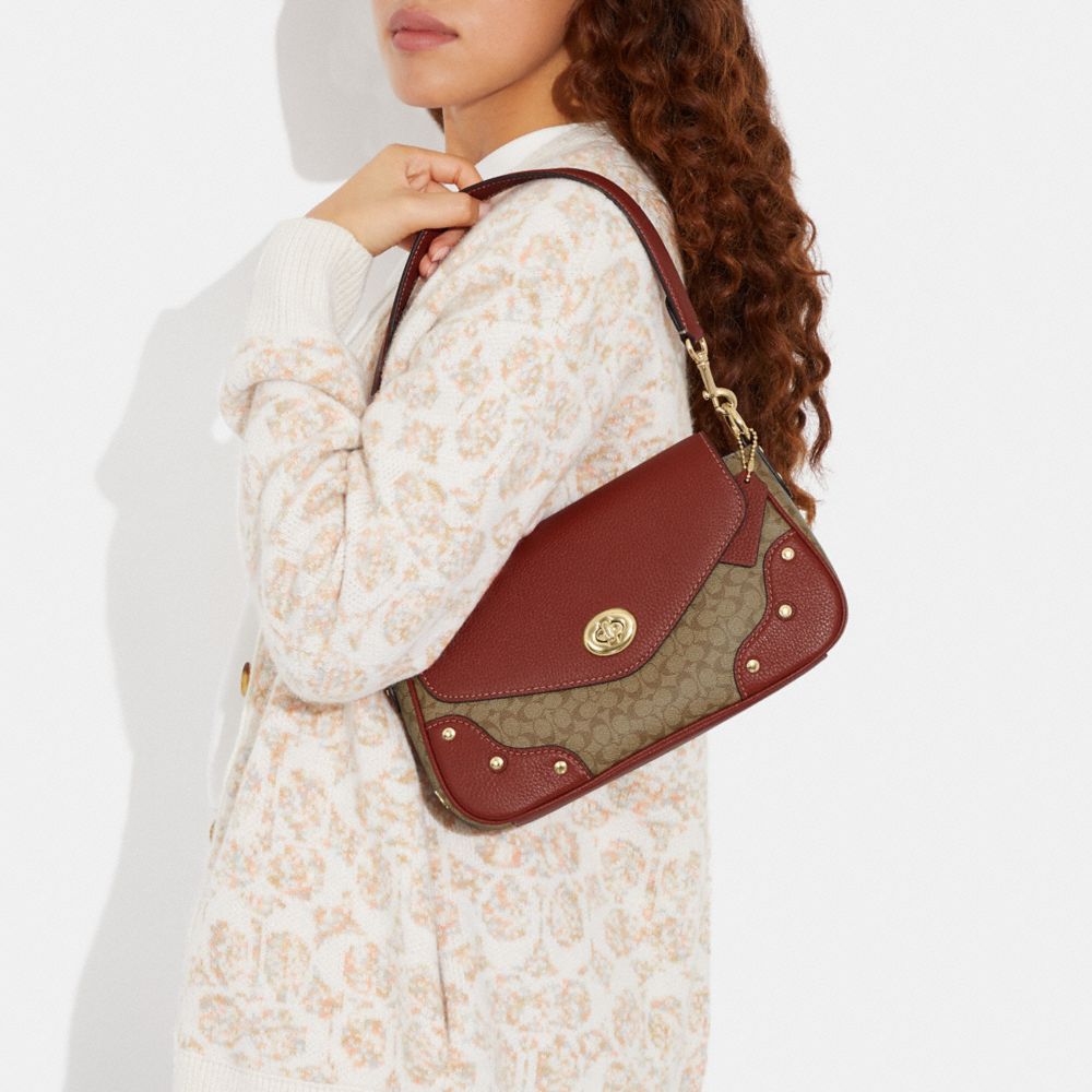 COACH®,Millie Shoulder Bag In Colorblock Signature Canvas,Lining Lining Fabric Content,Leather,Canvas,Shoulder Bag,Color B...,,Detail View