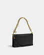 COACH®,ANNA FOLDOVER CLUTCH CROSSBODY WITH CHUNKY CHAIN,Pebbled Leather,Mini,Gold/Black,Angle View