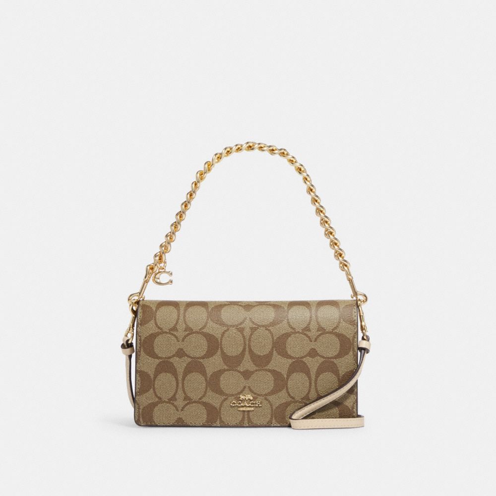 COACH®  Anna Foldover Clutch Crossbody With Chain In Signature Canvas