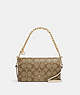 COACH®,ANNA FOLDOVER CLUTCH CROSSBODY IN SIGNATURE CANVAS WITH CHUNKY CHAIN,Signature Coated Canvas,Mini,Im/Khaki/Ivory,Front View