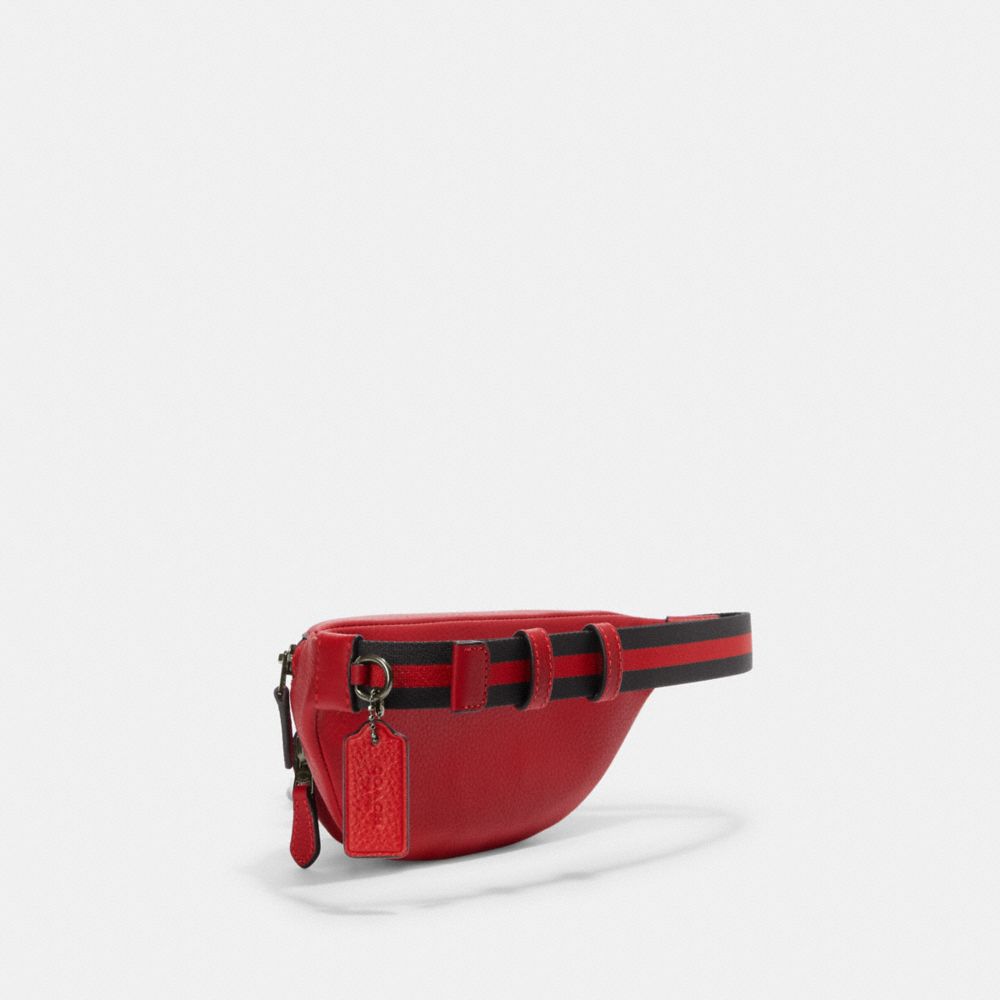 COACH®,SPRINT BELT BAG 24,Small,Gunmetal/1941 Red,Angle View