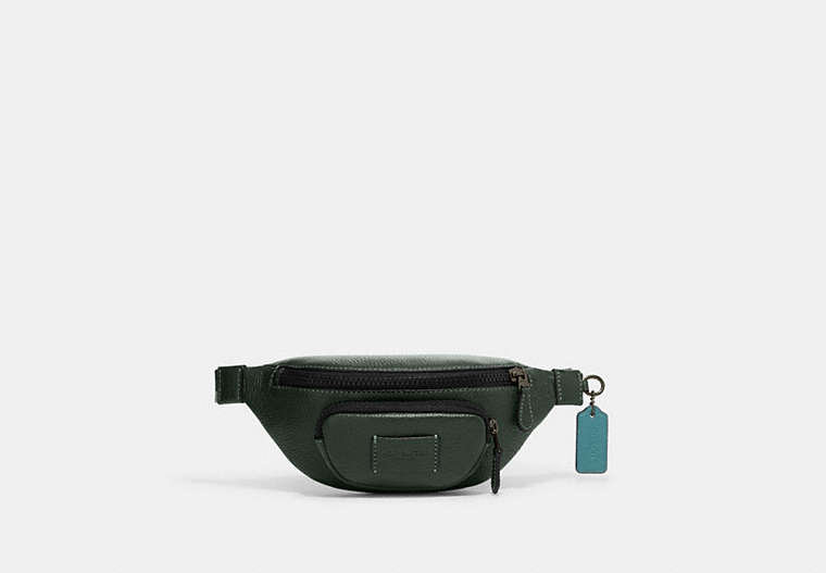 COACH®,SPRINT BELT BAG 24,Small,Gunmetal/Amazon Green,Front View