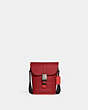 COACH®,TRACK SMALL FLAP CROSSBODY WITH QUILTING,Small,Gunmetal/1941 Red,Front View