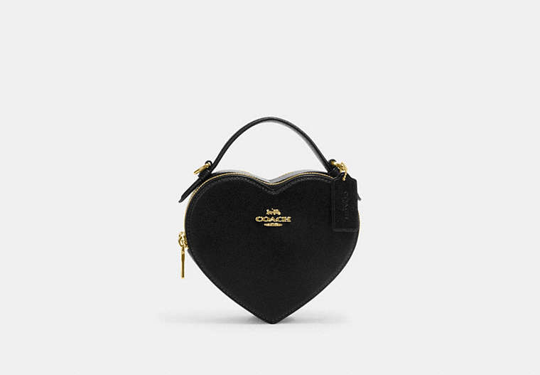 COACH®,HEART CROSSBODY,Leather,Small,Gold/Black,Front View