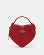 COACH®,HEART CROSSBODY,Leather,Small,Gold/Red,Front View