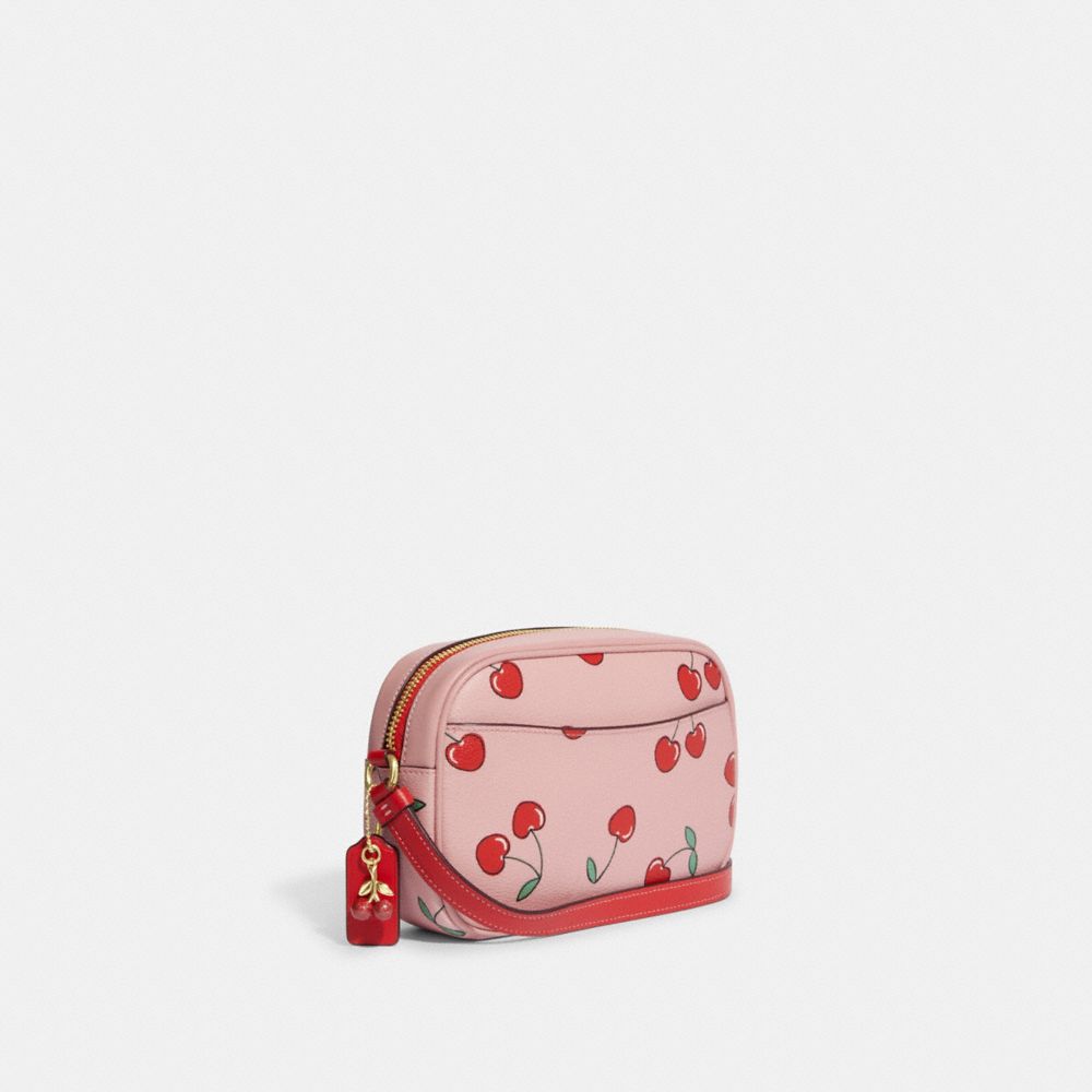 white / cream with pink cherry hearts coach purse