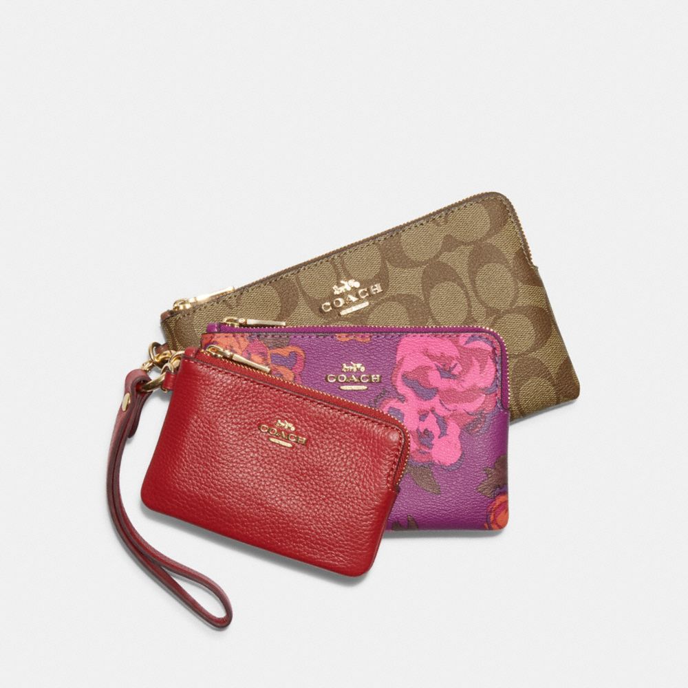 COACH OUTLET®  Corner Zip Wristlet With Stripe Heart Motif