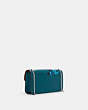 COACH®,MORGAN CROSSBODY WITH JUMBO FLORAL PRINT,Refined Pebble Leather,Mini,Silver/Deep Turquoise Multi,Angle View