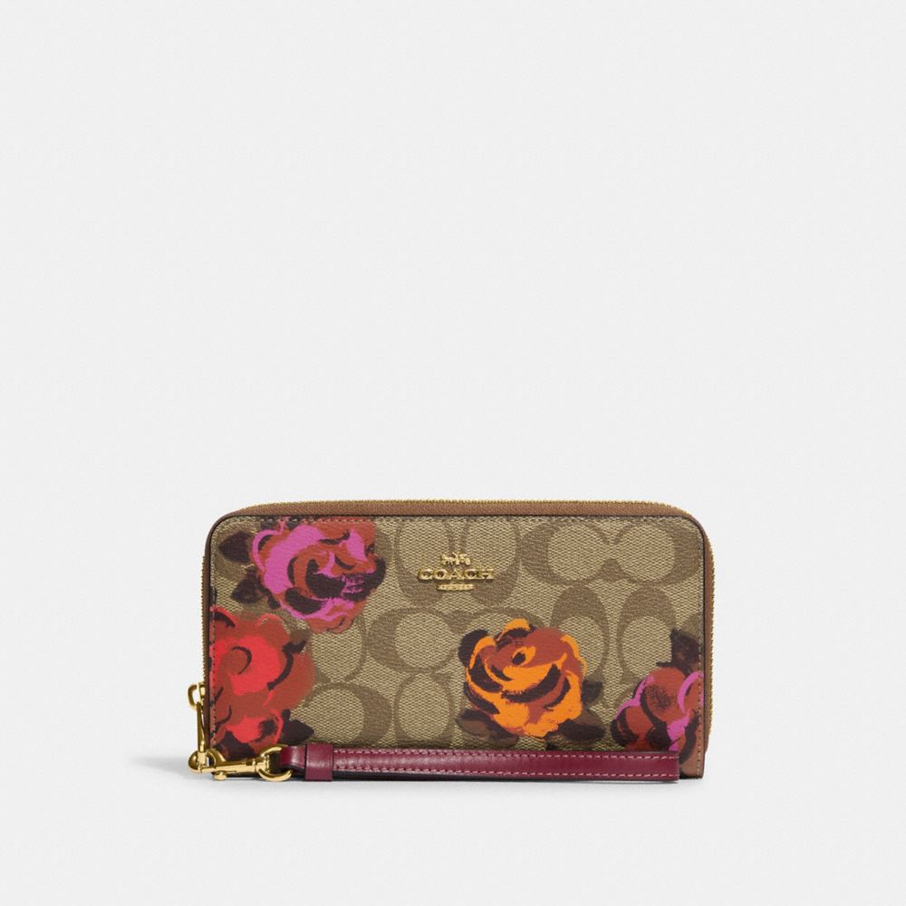 Long Zip Around Wallet In Signature Canvas With Jumbo Floral Print