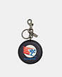 COACH®,KEY FOB IN SIGNATURE CANVAS WITH SKI SPEED GRAPHIC,Gunmetal/Midnight Multi,Front View