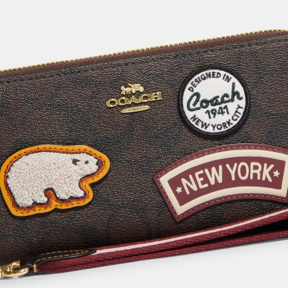 Coach L-zip Card Case With Reflective Logo Patch 79385 PFG