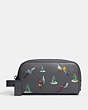 COACH®,SMALL TRAVEL KIT WITH SKI SLOPE PRINT,Small,Gunmetal/Industrial Grey,Front View