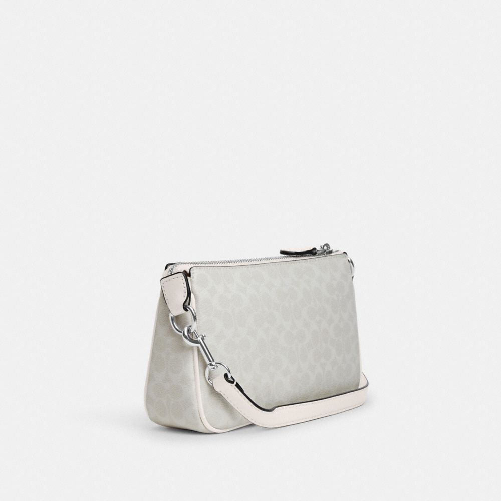 COACH®,Nolita 19 In Colorblock Micro Signature Canvas,Canvas,Leather,Wristlet,Baguette,Piping,Logo,Color Block,Gold Metal,...,Cream,Angle View