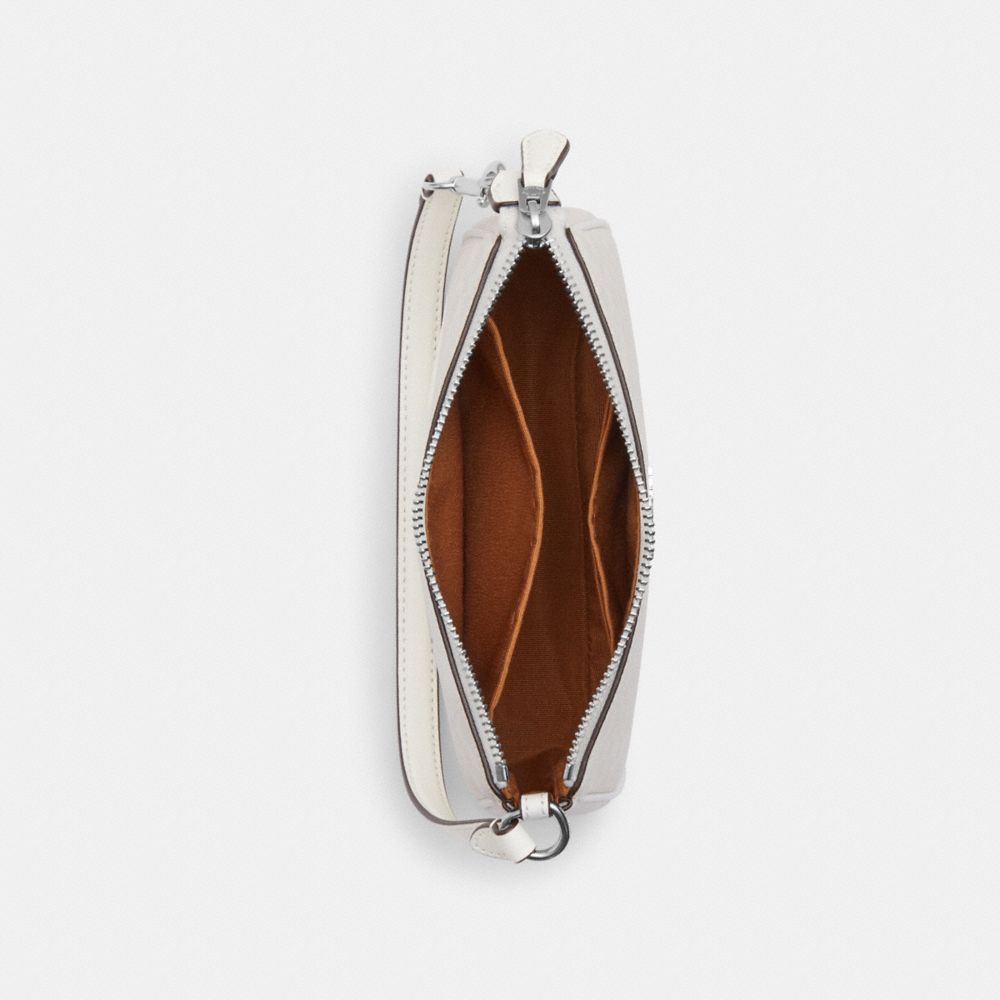 COACH®,Nolita 19 In Colorblock Micro Signature Canvas,Leather,Canvas,Wristlet,Baguette,Color Block,Piping,Logo,Gold Metal,...,Cream,Inside View,Top View