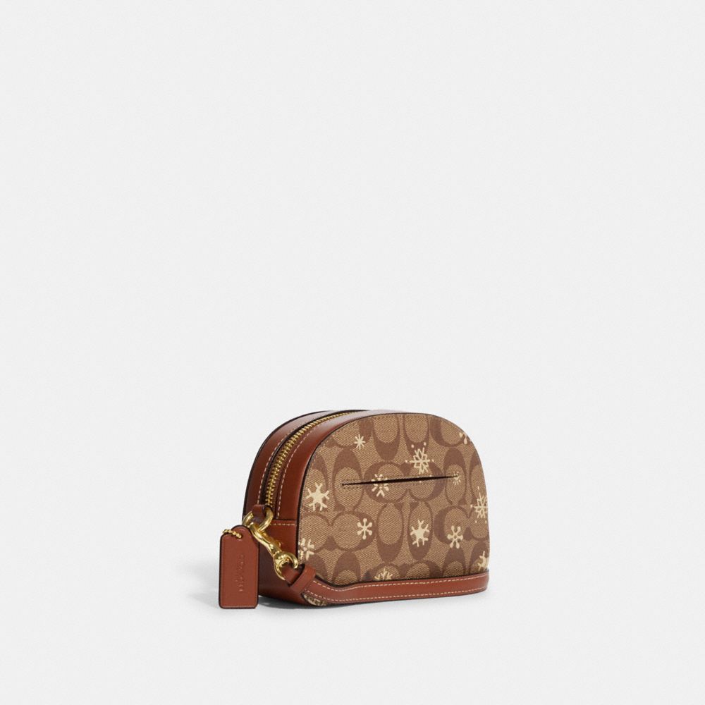 Coach, Bags, Coach Signature Logo Brown Wristlet Mini Bag