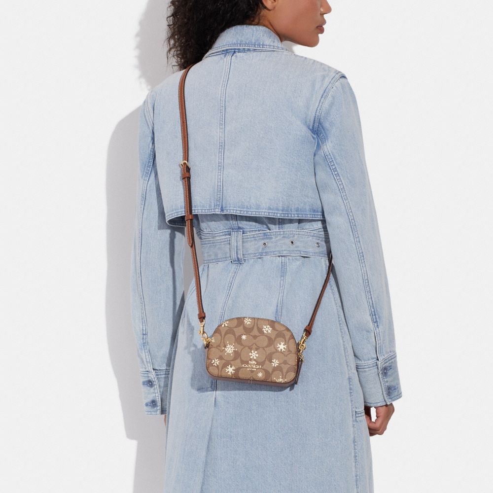 COACH®,Mini Serena Crossbody In Signature Canvas With Snowflake Print,,Detail View