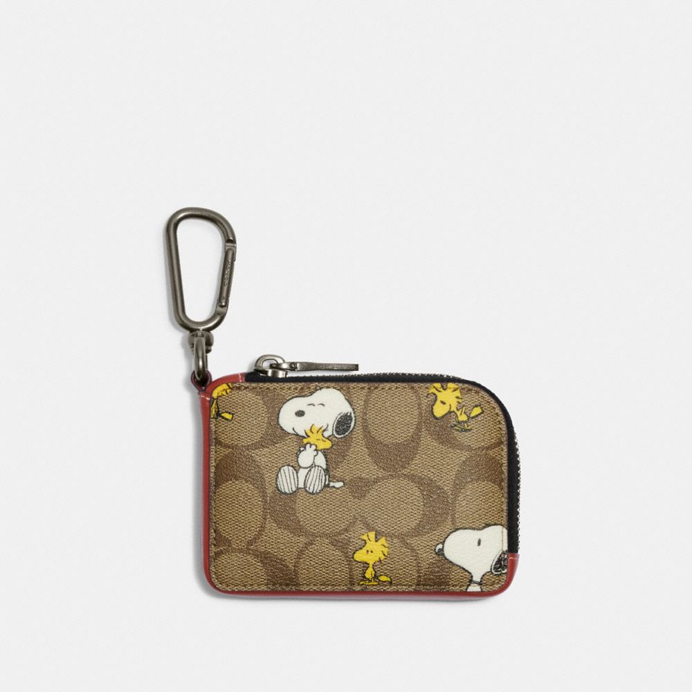 【COACH X PEANUTS】Lジップ カード ケース・シグネチャー・スヌーピー ウッドストック