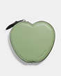 COACH®,APPLE COIN POUCH,Glovetanned Leather,Mini,Silver/Pistachio,Front View