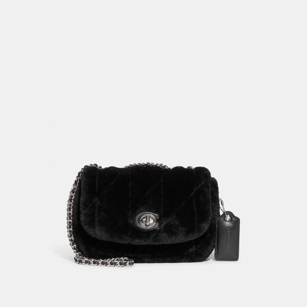 COACH®,Pillow Madison Shoulder Bag 18 In Shearling With Quilting,,Front View