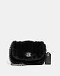 COACH®,PILLOW MADISON SHOULDER BAG 18 IN SHEARLING WITH QUILTING,Shearling,Mini,Silver/Black,Front View