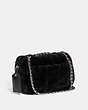 COACH®,PILLOW MADISON SHOULDER BAG 18 IN SHEARLING WITH QUILTING,Shearling,Mini,Silver/Black,Angle View