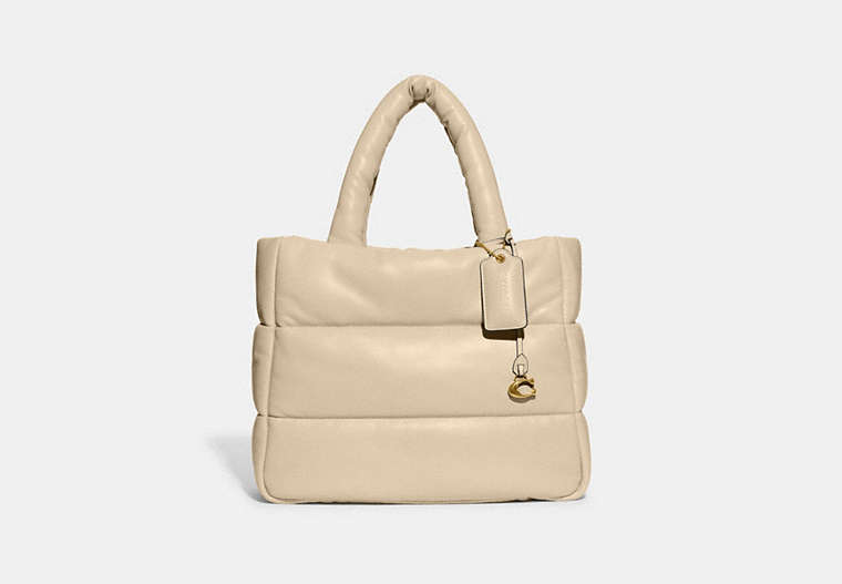 COACH®,PILLOW TOTE,Nappa leather,X-Large,Brass/Ivory,Front View