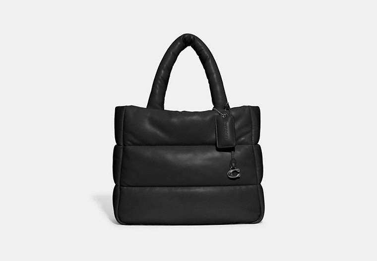COACH®,PILLOW TOTE,Nappa leather,Large,Silver/Black,Front View image number 0