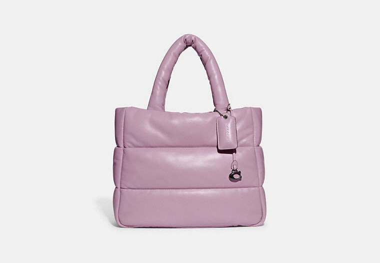 COACH®,PILLOW TOTE,Nappa leather,X-Large,Pewter/Ice Purple,Front View