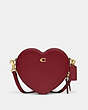 COACH®,HEART CROSSBODY BAG,Glovetanned Leather,Small,Brass/Cherry,Front View