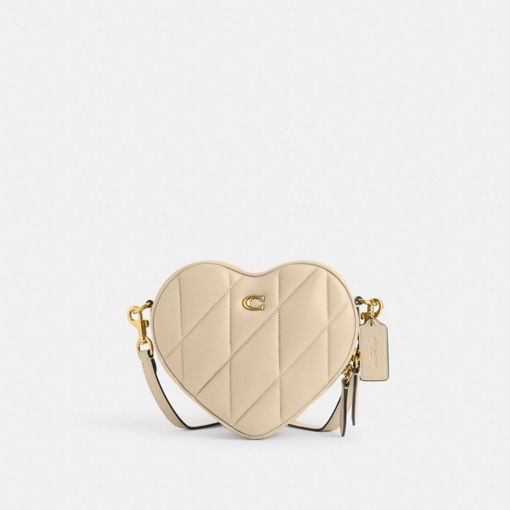 COACH®,HEART CROSSBODY BAG WITH QUILTING,Nappa leather,Small,Brass/Ivory,Front View