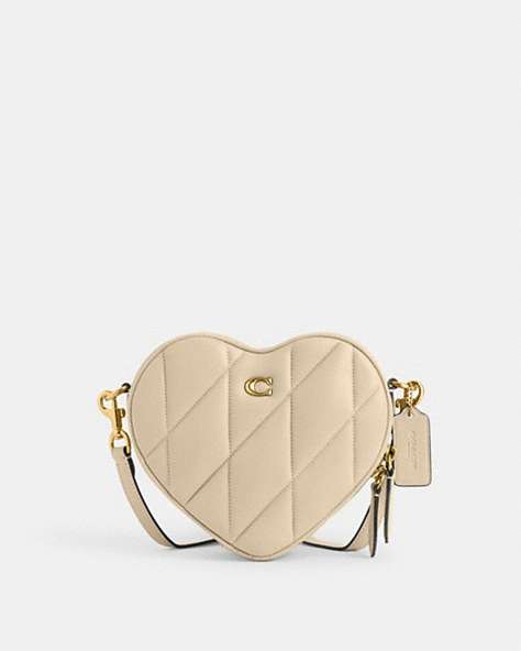 COACH®,HEART CROSSBODY WITH QUILTING,Nappa leather,Small,Brass/Ivory,Front View