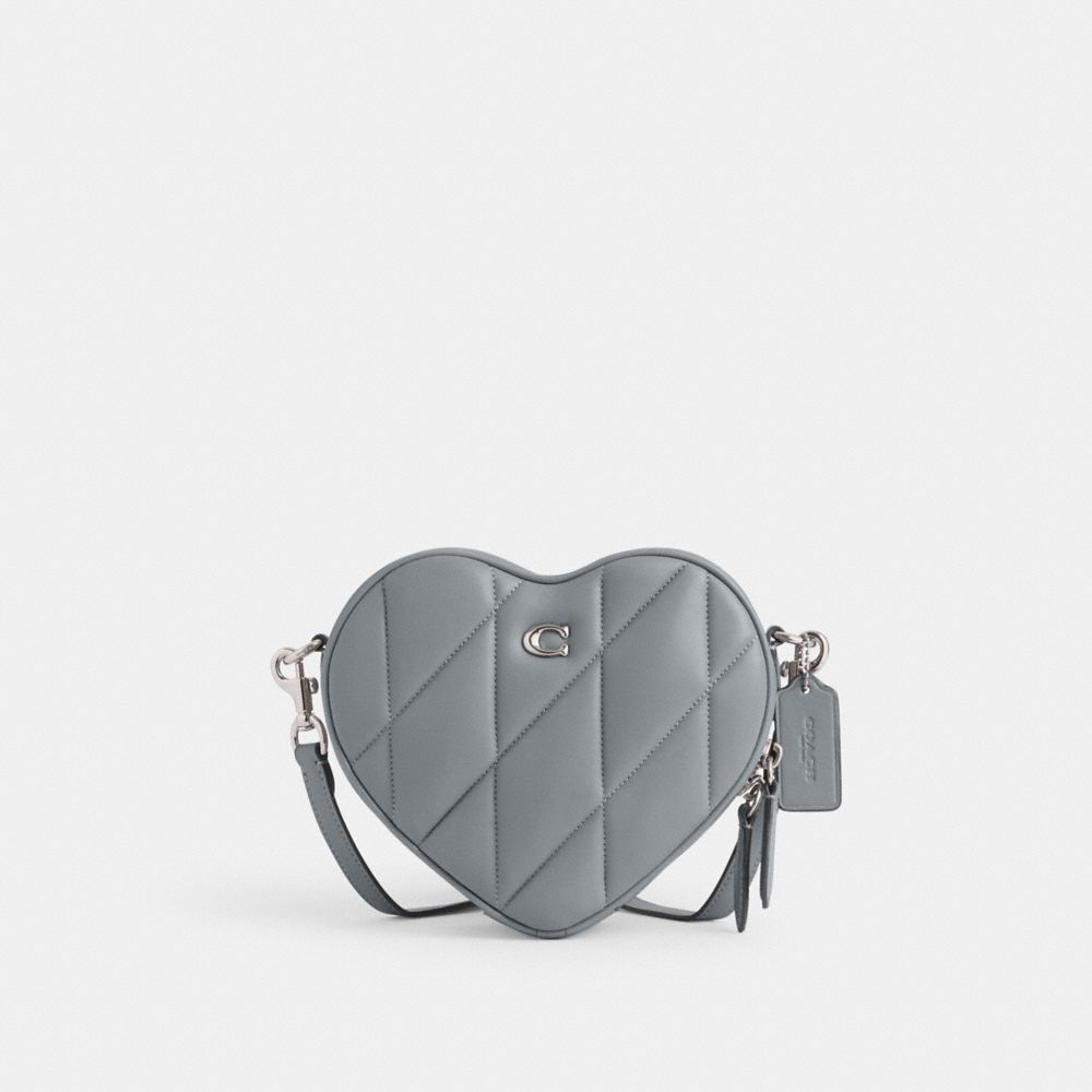 COACH®,HEART CROSSBODY BAG WITH QUILTING,Nappa leather,Small,Silver/Grey Blue,Front View