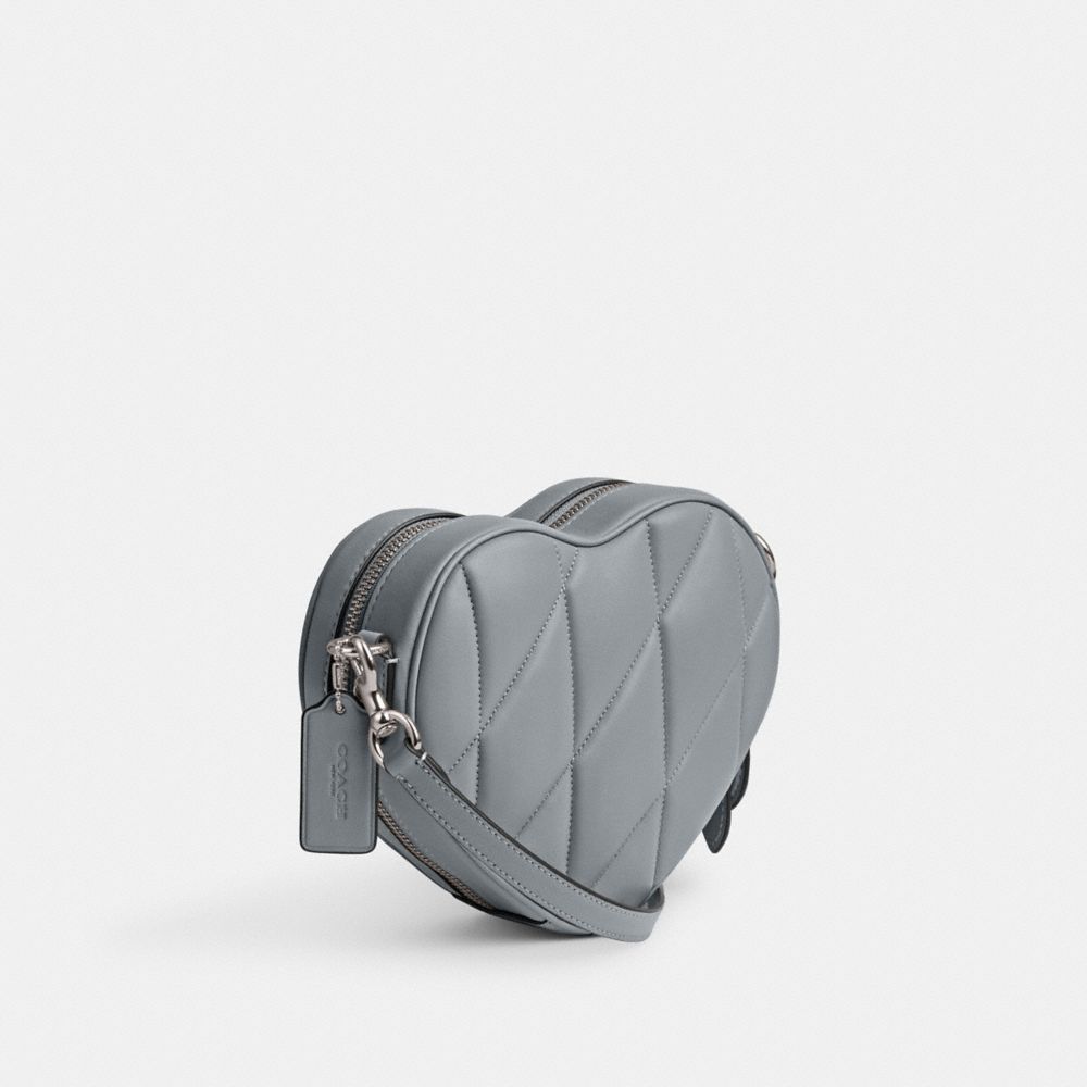 COACH®,HEART CROSSBODY BAG WITH QUILTING,Nappa leather,Small,Silver/Grey Blue,Angle View