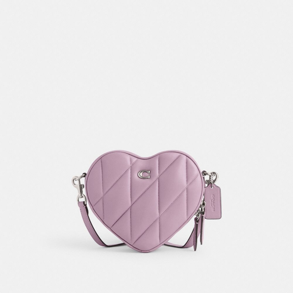 COACH®,HEART CROSSBODY BAG WITH QUILTING,Nappa leather,Small,Silver/Ice Purple,Front View image number 0