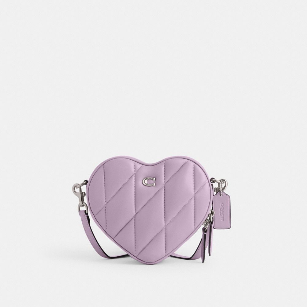 COACH®,HEART CROSSBODY BAG WITH QUILTING,Nappa leather,Small,Silver/Soft Purple,Front View image number 0