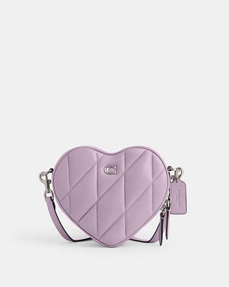 COACH®,HEART CROSSBODY BAG WITH QUILTING,Nappa leather,Small,Silver/Soft Purple,Front View