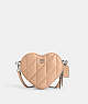 COACH®,HEART CROSSBODY WITH QUILTING,Nappa leather,Small,Silver/Buff,Front View