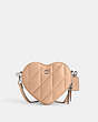 COACH®,HEART CROSSBODY WITH QUILTING,Nappa leather,Small,Silver/Buff,Front View